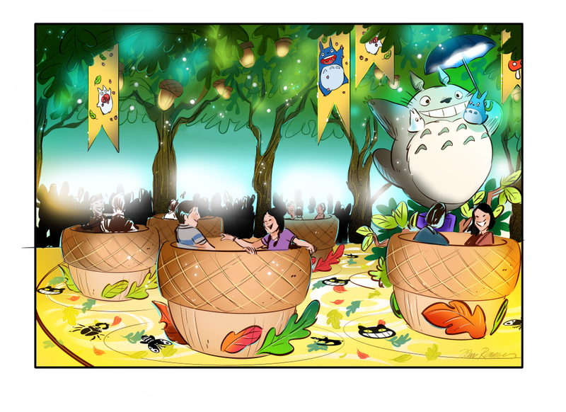 Illustration for article titled Disney Theme Park Designer Imagines Terrific Studio Ghibli Rides